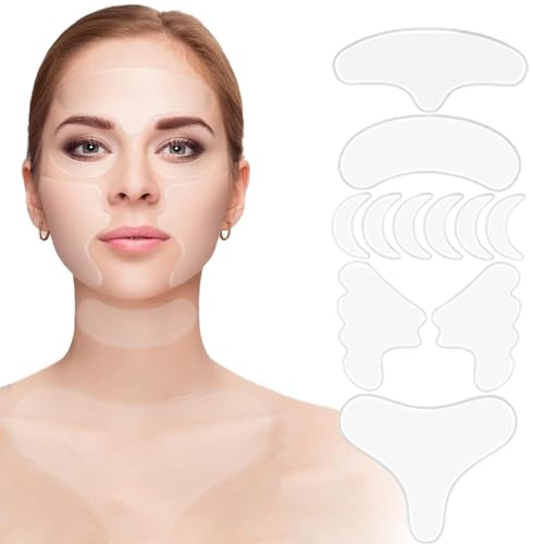 Redcool Neck Wrinkle Patches 11PCS Reusable Anti-Wrinkle Silicone Patches for Face Neck Chest & Forehead | Collagen Firming Pads for Fine Lines Moisturizing & Tightening Skincare for Women