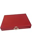 Premiere Brand Red 100 Place Microscope Slide Storage Box - ABS Plastic Cork Lined With Hinged Clasp - Stackable