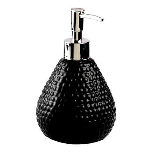 Image of Kookee Ceramic Soap Dispenser with Stylish Refillable Pump Bottle for Bathroom Handwash & Kitchen Wash Basin, Perfect for Hand Soap, Lotion and More, Black, (Set of 1) (10608)