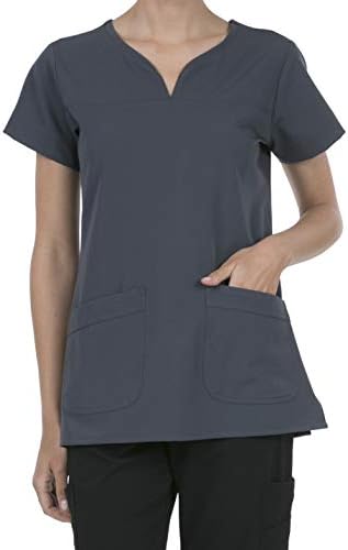 8045 Women's Uniform Scrubs Medical 2 Pocket Scrub Top Charcoal Grey XXS