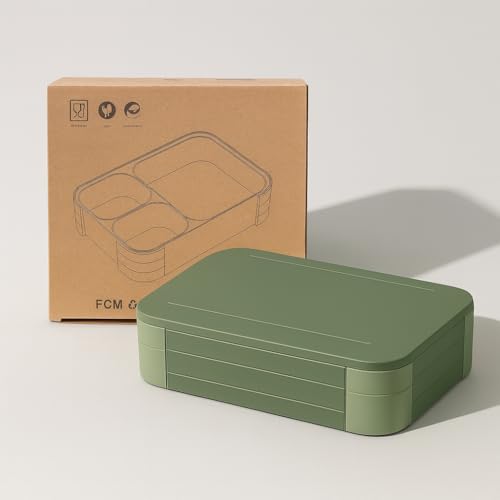 Image of daiDokoro 3 Removable Compartment - 1100 ML Bento Lunch Box | Compact BPA Free, Leak-Proof, Microwave & Dishwasher Safe Tiffin for Office Use, School & Travel (Viridian Green)