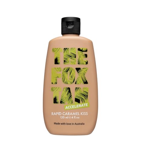 The Fox Tan Rapid Caramel Kiss, Natural Tanning Accelerator For Deeper & Darker Tans, Delivers an Instant Tint & Glow, Vegan & Cruelty Free, 120 mL