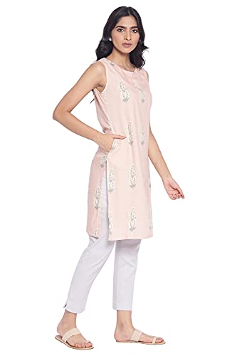Image of W for Woman Women's Viscose Straight Fit Printed Straight Kurta