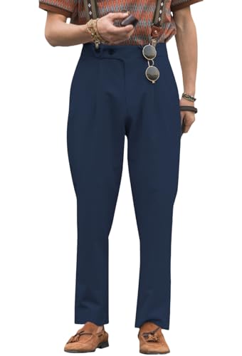 Mens Cotton Suit Pants Classic Gurkha Pants Formal Business Stretch Dress Pants Slim Fit Pants