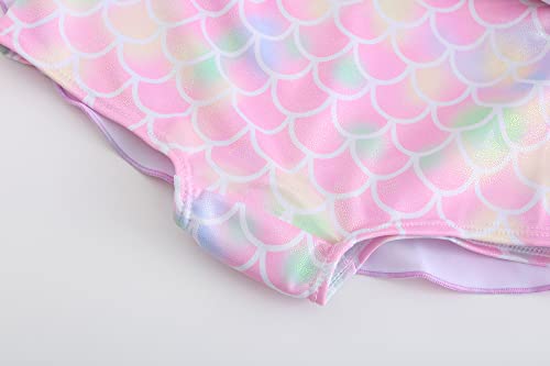 Ruuyiicoco Girls One Piece Unicorn Swimsuit Mermaid Swimwear Rainbow Bathing Suit (12-13 Years, Pink Mermaid) #TOP4