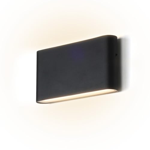 Alpinaluz Aplique de Pared LED Moderno Aluminio Negro 12W Luz Arriba y Abajo 2700K Luz Cálida IP54 para Exterior e Interior, Baño, Balcón, Terraza, Patio