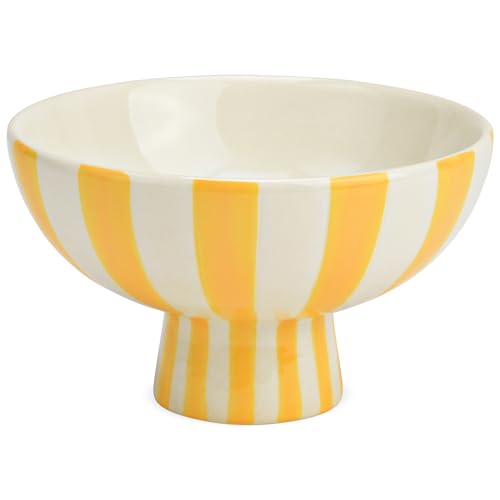 matches21 HOME & HOBBY Dekoschale bunt gestreift, gelb weiß in Ø 17 x 10 cm - Moderne Keramik Schüssel als Wohnzimmerdeko
