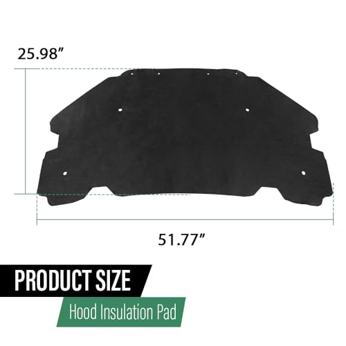 LQI Hood Insulation Pad 1/2" Heat Blanket with Clips Compatible with Pontiac G6 2005-2010 Black PET