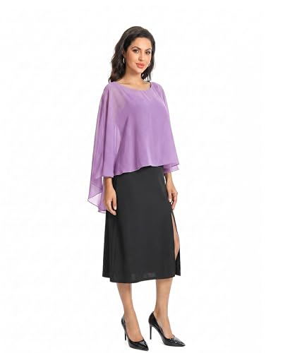 Image of Baoqiya Chiffon Capes Sheer Capelets Long Cape Poncho For Women Plus Size