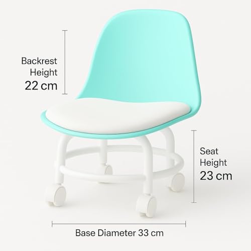 Image of QTM Acrylic 360 Rotatable Chair | Mini Swivel Chair | High Resilience | Durable Backrest | Smart Wheels | Ideal for Adults & Kids (Green)