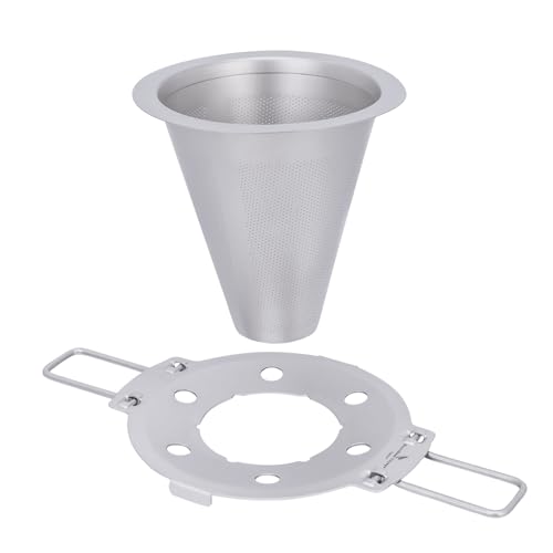 iBasingo Titan Kaffeefilter Wiederwendbarer Pour Over Filter mit faltbarem Halter Papierlos, für Zuhause, Reisen & Camping (Ti6004P Filter mit Halterung)