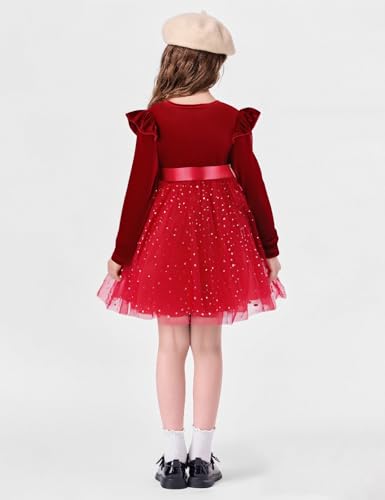 Toddler Baby Girl Christmas Dress Bowknot Velvet Tutu Dresses for 2-8 Years4