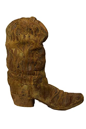 Solid Rock Stoneworks Western Boot Planter – 21' Tall Heavy 81 lb Cast Concrete Cowboy Boot Outdoor Planter, Rustic Western Garden Décor, Durable Weatherproof Stone Flower Pot