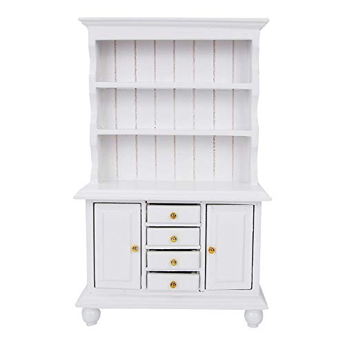 Melody Jane Puppenhaus – Weißer China-Vitrinenschrank Im 1:12 Maßstab, Holz & Spiegelrücken