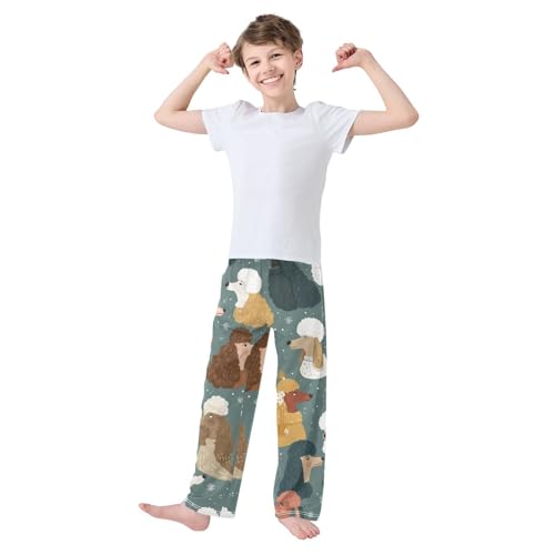 ZZXXB Poodle Snow Boys Long Pants Soft Trousers Elastic Waist Kids Lounge Bottoms with Pockets S-XL3