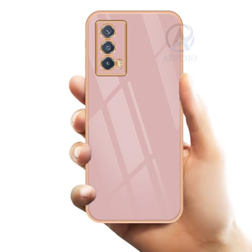 Image of AESTMO Back Case Cover for iQOO Z5 5G Back Cover | Gold Electroplating Chrome | Raised Edges | Super Soft-Touch | Bumper Back Case for iQOO Z5 5G (Pink)