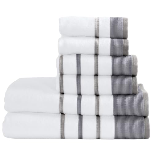 Great Bay Home Decorative Bath Sheet Set - Luxury Cotton 6 Piece Bath Sheet Set - Luxurious, Ultra-Soft, Durable Towels for Bathroom Decor (Dark Grey/Light Grey)