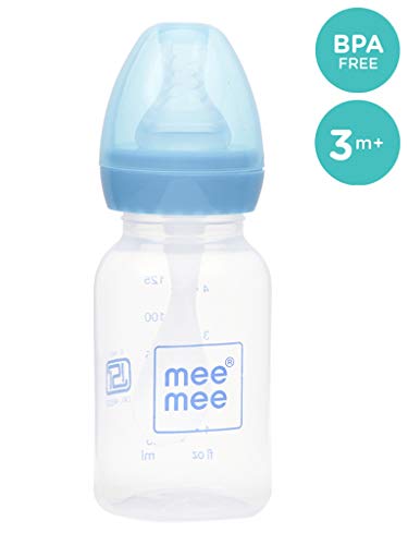 Image of Mee Mee 125Ml 2 In 1 Baby Feeding Bottle With Spoon (Blue)