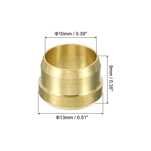 PATIKIL 10mm Tube OD Brass Compression Sleeves Ferrules 5 Pack Brass Compression Fitting Assortment Kit, Gold Tone - Image 2