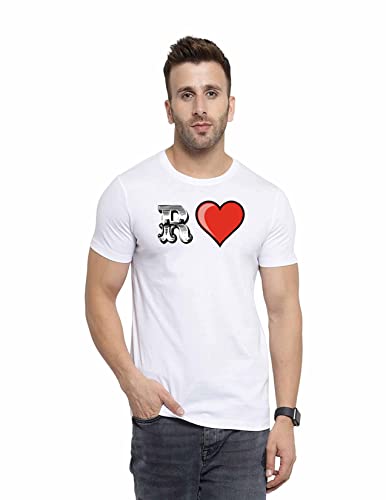 Image of Love Printed T-Shirt for Men and Women Alphabet with Love Heart Graphic Printed T-Shirt Half Sleeve T-Shirt