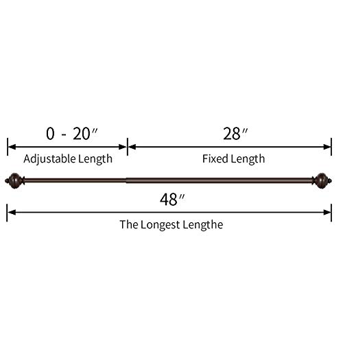 BOBOMOMO 2 Pack Adjustable Curtain Rod 3/4" Single Window Rod 28"-48" with Twisting Finials Brown Drapery Rod of Window Treatment (Brown, 28-48) - Thumbnail 7