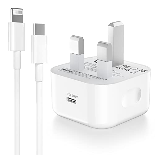 USB C iPhone Charger Plug, MFI Certified 2 Meters Lightning to USB C Cable with USB C Charger Plug, USB C Power 3.0 UK Mains Charger for iPhone Charger Cable Compatible iPhone 14/13/12/11/XR and More