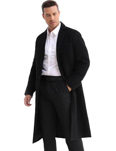 Image of ELETOP Men's Wool Trench Coat Winter Business Long Overcoat | Quilted Lined Warm Pea Coat, Business Casual, Notch Collar, Wool Blend