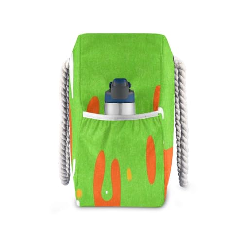 Fashion Street Graffiti Painting Green Orange Sturdy Large Tote Bag with side pocketes Tote Bag Women for Travel Gym Vacation3