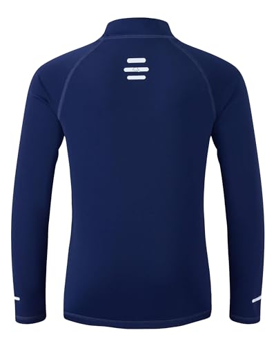 Kinder UV Shirt Langarm mit Reflektorstreifen Jungen Mädchen Badeshirt UPF 50+ Sonnenschutz Schwimmshirt Rashguard Schnelltrocknend Chlorresistent Marineblau 9-10 Jahre