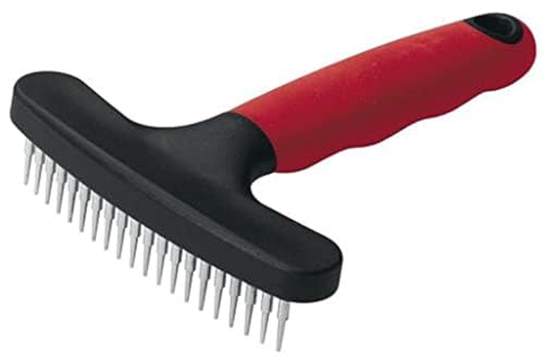 Ferplast Peigne râteau pour chiens à sous-poils, poils mi-longs et longs – Dents courtes et arrondies, manche en caoutchouc antidérapant