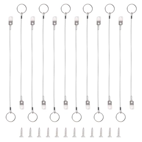 Image of 12 Pcs Full 316 Stainless Steel Lanyard Cable w' Drop Cam & Quick Release Ring Prevents Loss, Plastic Coating Tether Length 12 inch, Free Installation Screws