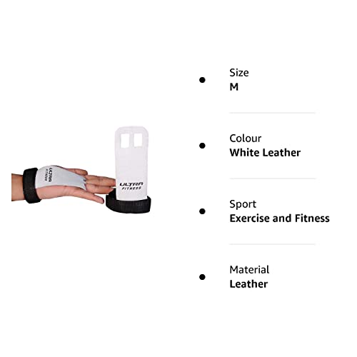 ULTRA FITNESS Leather Grips Gymnastic Palm Protectors Hand Guards Gym Gloves Pull up, White Leather - Image 4