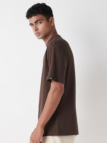 Image of Bewakoof Men's Solid Oversized Fit Half Sleeve Round Neck T-Shirt Air 1.0 | | Lightweight | Multipurpose