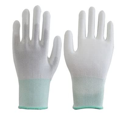 STOCKHAWKERS ESD Anti-static Anti-skid Electronic Working Gloves Non-Slip Wearable Safety Working Hand Gloves (Pack of 3, White)