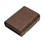 [魅mikawa] 二つ折り財布 メンズ 本革 プエブロレザー 日本製 小銭入れ付き BOX型 コンパクト 軽量 名入れ無料 カード収納 お札が折れない ペトロリオ プレゼント ギフト (darkbrown(箱型)(ご使用に支障のないすこし傷や色ムラや汚れやシワがある))