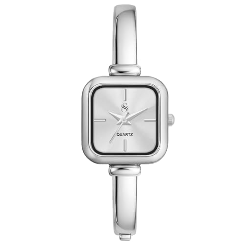 Image of Shocknshop Elegant Bangle Aura Square Dial Ladies Rose Gold Bracelet Strap Watch for Woman -WCH181