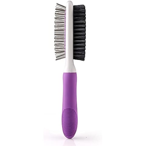 Pet Grooming Brush - Fur Detangling Pins & Coat Smoothing Slicker Bristles, Two-Sided Design for Dogs, Cats & Other Animals Cover