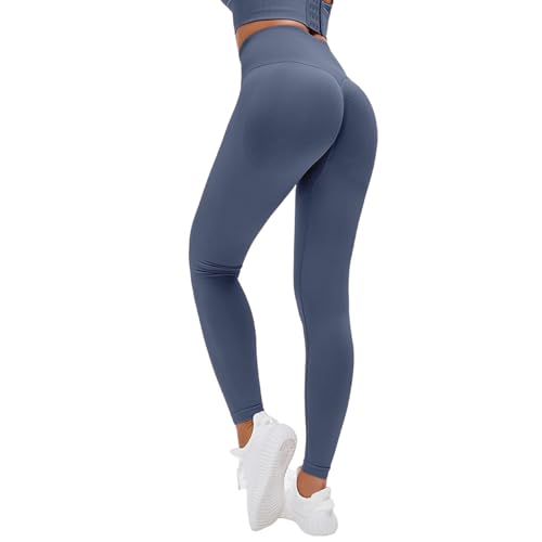 Lishang Leggins Deportivos Mujer Push Up Mallas Mujer Deporte Cintura Alta Mallas Deportivas Conjunto Fitness para Gym Entrenamiento Yoga Jogging D Azul S