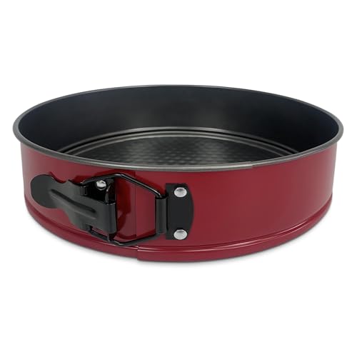 TIENDA EURASIA – Molde Desmontable, Antiadherente, Color Burdeos, Distintos Tamaños, Redondo, Acero Inoxidable, para preparar Tartas, Bizcochos y Pasteles (22 cm)