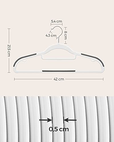 SONGMICS Kleiderbügel 50er Set, Bügel aus Kunststoff, rutschfest, platzsparend, Dicke 0,5 cm, 42 cm lang… – Ansicht 5