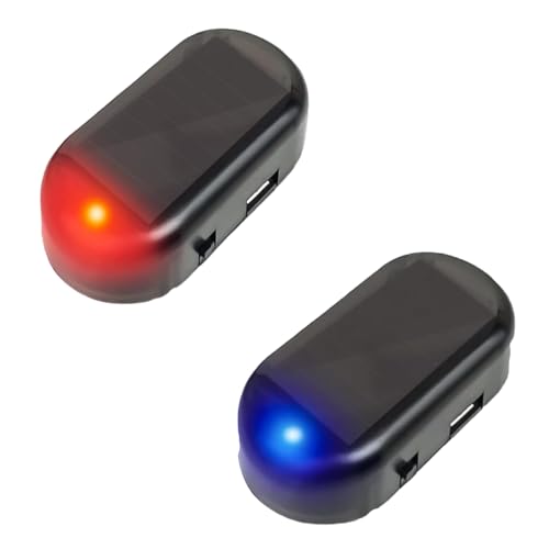 Auto Alarm LED Lampe,Solar Automotive Alarm Licht,Auto-Alarmanlage Led-Licht,Anti Diebstahl Blinklampe,System Anti Diebstahl-Sicherheitssystem,Rot/Blau,2 Stücke