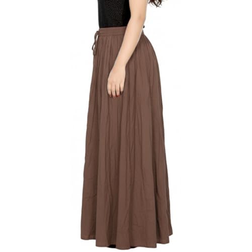Image of Sttoffa Women Solid Color Maxi Plain Cotton Full Length White Skirt 40 inch Long Cotton Long Skirt