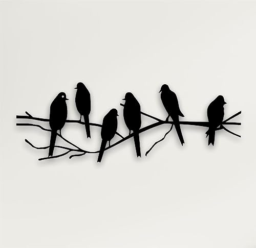 Image of Herrlich Homes Birds on Branch Metal Wall Decor | Nature Metal Wall Art (60cmx22cm) Black