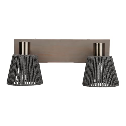 Image of 2-Light Wooden Lantern Plug in Wall Sconces Wall Sconces Plug in Ceiling Light Fixture for Living Room Bedroom Kitchen, Bulbs not Included
