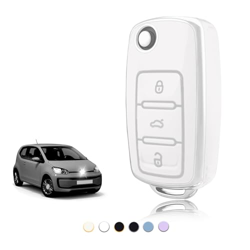 TOOMUME Coque Clé TPU, Etui Clé Étui Clé Adapté pour VW Volkswagen Golf 4/5/6 Polo Up Jetta Caddy Beetle Multivan T5 Seat Ibiza Leon Skoda Fabia, Couvre...