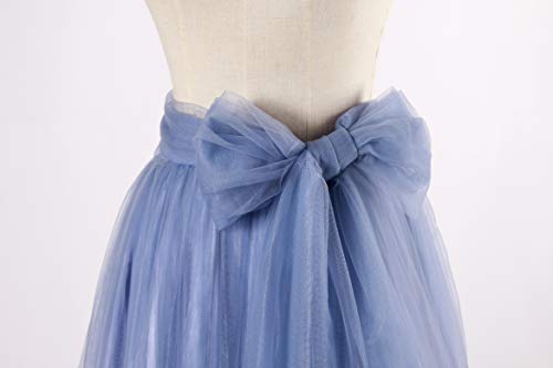 Women Wedding Long Maxi Puffy Tulle Skirt Floor Length A Line with Bowknot Belt High Waisted for Wedding Party Evening4