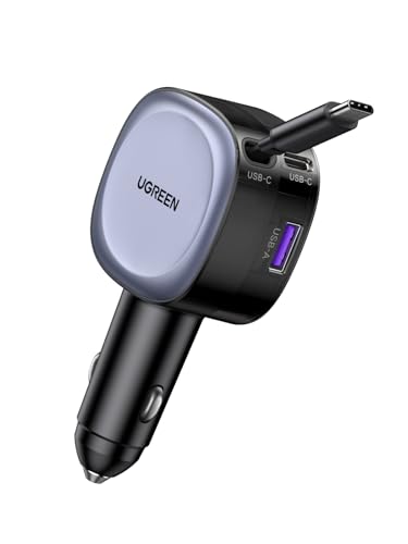 UGREEN 75W Retractable Car Charger 3-in-1 Cigarette Lighter USB Charger Fast Charging Car Charger Adapter Compatible with iPhone 17/16/15, Galaxy S25/S24/S23, iPad, Surface Pro, Chromebook UGREEN 75W Retractable Car Charger 3-in-1 Cigarette Lighter USB Charger Fast Charging Car Charger Adapter Compatible with iPhone 17/16/15, Galaxy S25/S24/S23, iPad, Surface Pro, Chromebook