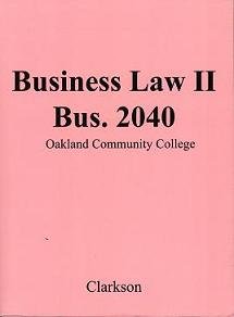 Paperback Business Law II (BUS 2040 Oakland Community College) Book