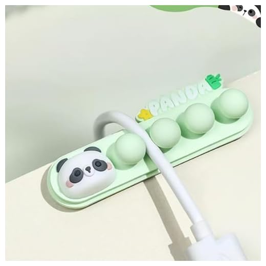 Panda Silicone Cord Organizer, Self Adhesive Cable Clip, Multi Purpose Wire Holder for Desk Nightstand Car, Kawaii Animal Desk Decor for Home Office Students(Panda)