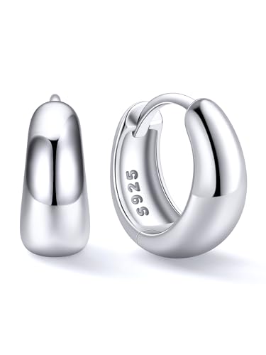 ChicSilver Silver Huggie Hoop Earrings for Women 8mm Solid 925 Sterling Silver Small Lightweight Hoop Earrings Hypoallergenic for Sensitive Ears